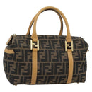 FENDI Zucca Canvas Hand Bag Black Brown Auth bs35246-1