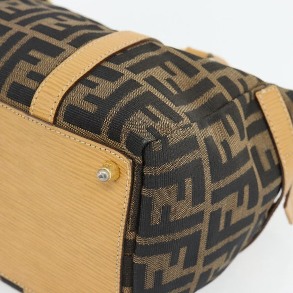 FENDI Zucca Canvas Hand Bag Black Brown Auth bs35246