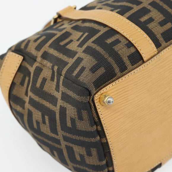 FENDI Zucca Canvas Hand Bag Black Brown Auth bs35246
