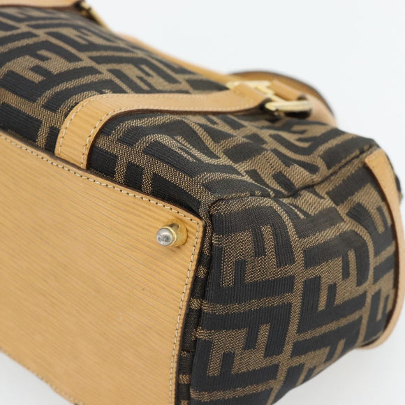 FENDI Zucca Canvas Hand Bag Black Brown Auth bs35246