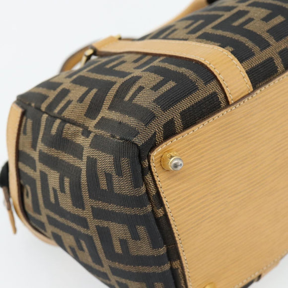 FENDI Zucca Canvas Hand Bag Black Brown Auth bs35246