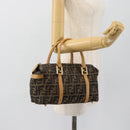 FENDI Zucca Canvas Hand Bag Black Brown Auth bs35246-22