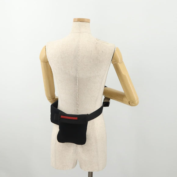 PRADA Sports Line Waist bag Nylon Black Auth bs35247A