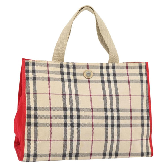 BURBERRY Nova Check Tote Bag Canvas Beige Auth bs35250