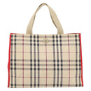 BURBERRY Nova Check Tote Bag Canvas Beige Auth bs35250-13