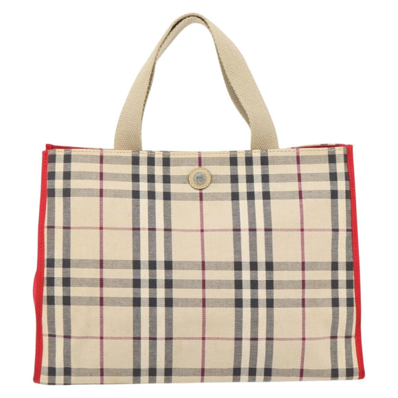 BURBERRY Nova Check Tote Bag Canvas Beige Auth bs35250