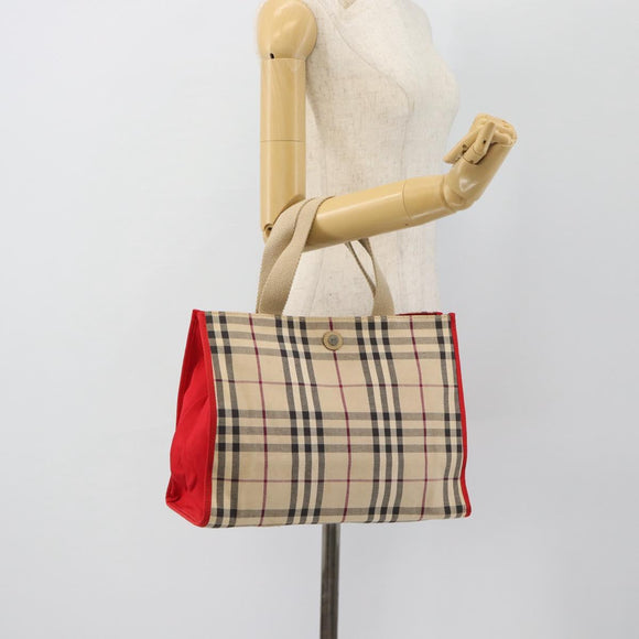 BURBERRY Nova Check Tote Bag Canvas Beige Auth bs35250