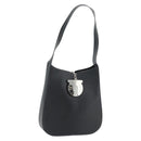 Salvatore Ferragamo Gancini Shoulder Bag Leather Black Silver Auth bs35252-1
