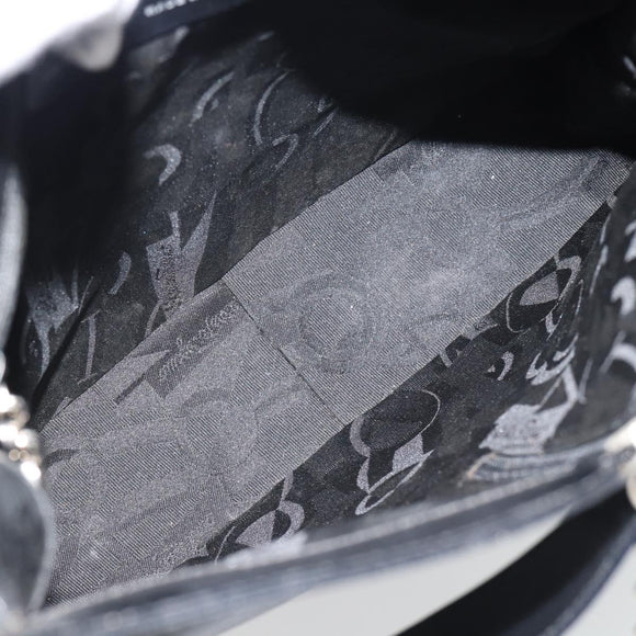 Salvatore Ferragamo Gancini Shoulder Bag Leather Black Silver Auth bs35252
