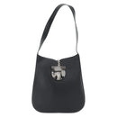 Salvatore Ferragamo Gancini Shoulder Bag Leather Black Silver Auth bs35252-13