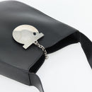 Salvatore Ferragamo Gancini Shoulder Bag Leather Black Silver Auth bs35252-6
