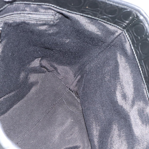 Salvatore Ferragamo Gancini Tote Bag Patent leather Black Silver Auth bs35253