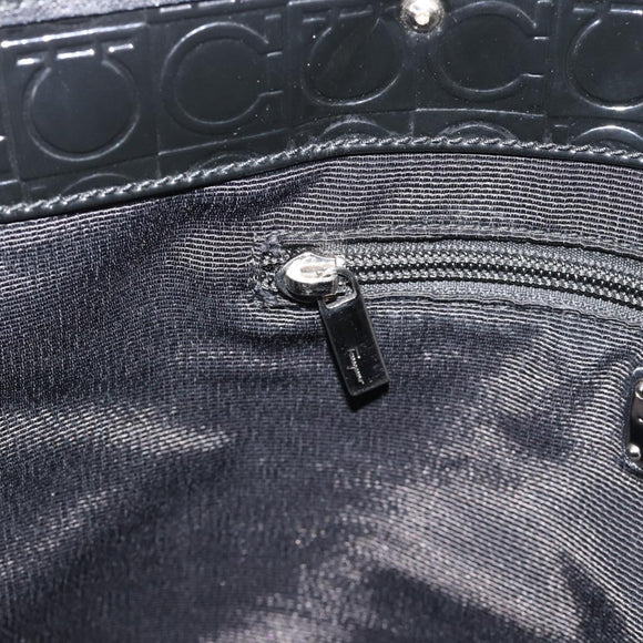 Salvatore Ferragamo Gancini Tote Bag Patent leather Black Silver Auth bs35253