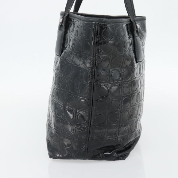 Salvatore Ferragamo Gancini Tote Bag Patent leather Black Silver Auth bs35253