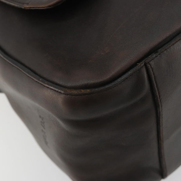 PRADA Schoudertas Leer Bruin Zilver Auth bs35255