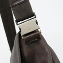 PRADA Schoudertas Leer Bruin Zilver Auth bs35255-17