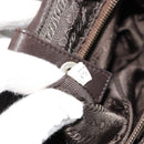 PRADA Schoudertas Leer Bruin Zilver Auth bs35255-12