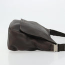 PRADA Schoudertas Leer Bruin Zilver Auth bs35255-3