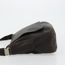 PRADA Schoudertas Leer Bruin Zilver Auth bs35255-4