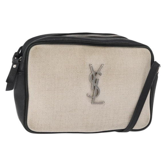 SAINT LAURENT Umhängetasche beschichtete Canvas Silber Beige Original bs35257