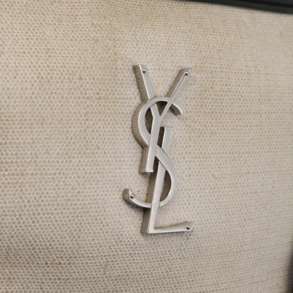 SAINT LAURENT Umhängetasche beschichtete Canvas Silber Beige Original bs35257