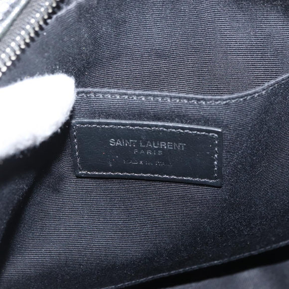 SAINT LAURENT Umhängetasche beschichtete Canvas Silber Beige Original bs35257