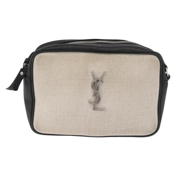 SAINT LAURENT Umhängetasche beschichtete Canvas Silber Beige Original bs35257