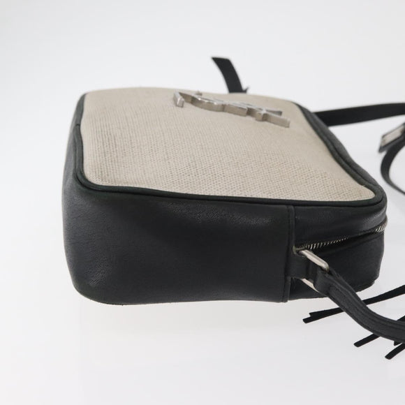 SAINT LAURENT Umhängetasche beschichtete Canvas Silber Beige Original bs35257