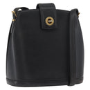 VALENTINO Shoulder Bag Leather Black Gold Auth bs35258-1