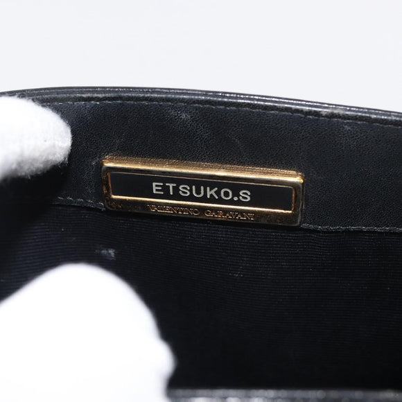 VALENTINO Shoulder Bag Leather Black Gold Auth bs35258