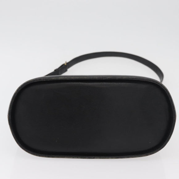 VALENTINO Shoulder Bag Leather Black Gold Auth bs35258