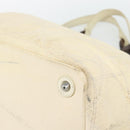 Christian Dior Lady Dior Wood Chain Bag Coated Canvas Ivory Silver Auth bs35259-10
