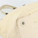 Christian Dior Lady Dior Wood Chain Bag Coated Canvas Ivory Silver Auth bs35259-11