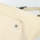Christian Dior Lady Dior Wood Chain Bag Coated Canvas Ivory Silver Auth bs35259-12