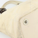 Christian Dior Lady Dior Wood Chain Bag Coated Canvas Ivory Silver Auth bs35259-13