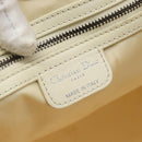 Christian Dior Lady Dior Wood Chain Bag Coated Canvas Ivory Silver Auth bs35259-15