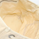 Christian Dior Lady Dior Wood Chain Bag Coated Canvas Ivory Silver Auth bs35259-17