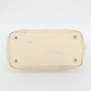 Christian Dior Lady Dior Wood Chain Bag Coated Canvas Ivory Silver Auth bs35259-9