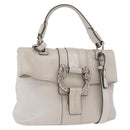 BVLGARI Hand Bag Leather 2way Silver Auth bs35260A-1