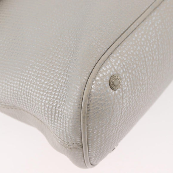 BVLGARI Hand Bag Leather 2way Silver Auth bs35260A