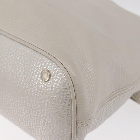 BVLGARI Hand Bag Leather 2way Silver Auth bs35260A
