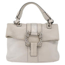 BVLGARI Hand Bag Leather 2way Silver Auth bs35260A-13