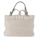 BVLGARI Hand Bag Leather 2way Silver Auth bs35260A-2