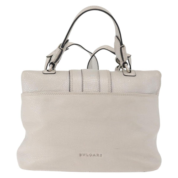 BVLGARI Hand Bag Leather 2way Silver Auth bs35260A