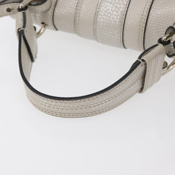 BVLGARI Hand Bag Leather 2way Silver Auth bs35260A