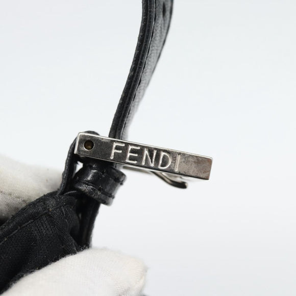 FENDI Mamma Baguette Shoulder Bag Jersey Black Silver Auth bs35262