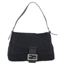 FENDI Mamma Baguette Shoulder Bag Jersey Black Silver Auth bs35262-13