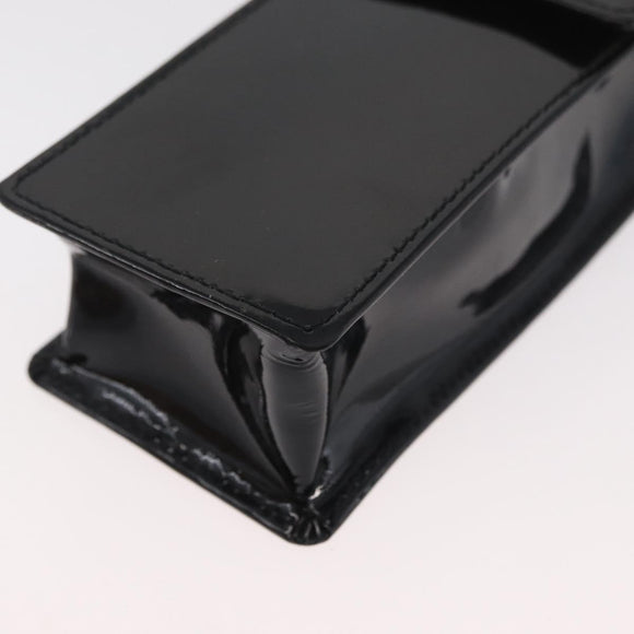 Gianni Versace Chain Shoulder Pouch Patent leather Black Gold Auth bs35263