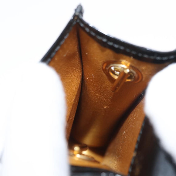 Gianni Versace Chain Shoulder Pouch Patent leather Black Gold Auth bs35263