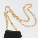 Gianni Versace Chain Shoulder Pouch Patent leather Black Gold Auth bs35263-8